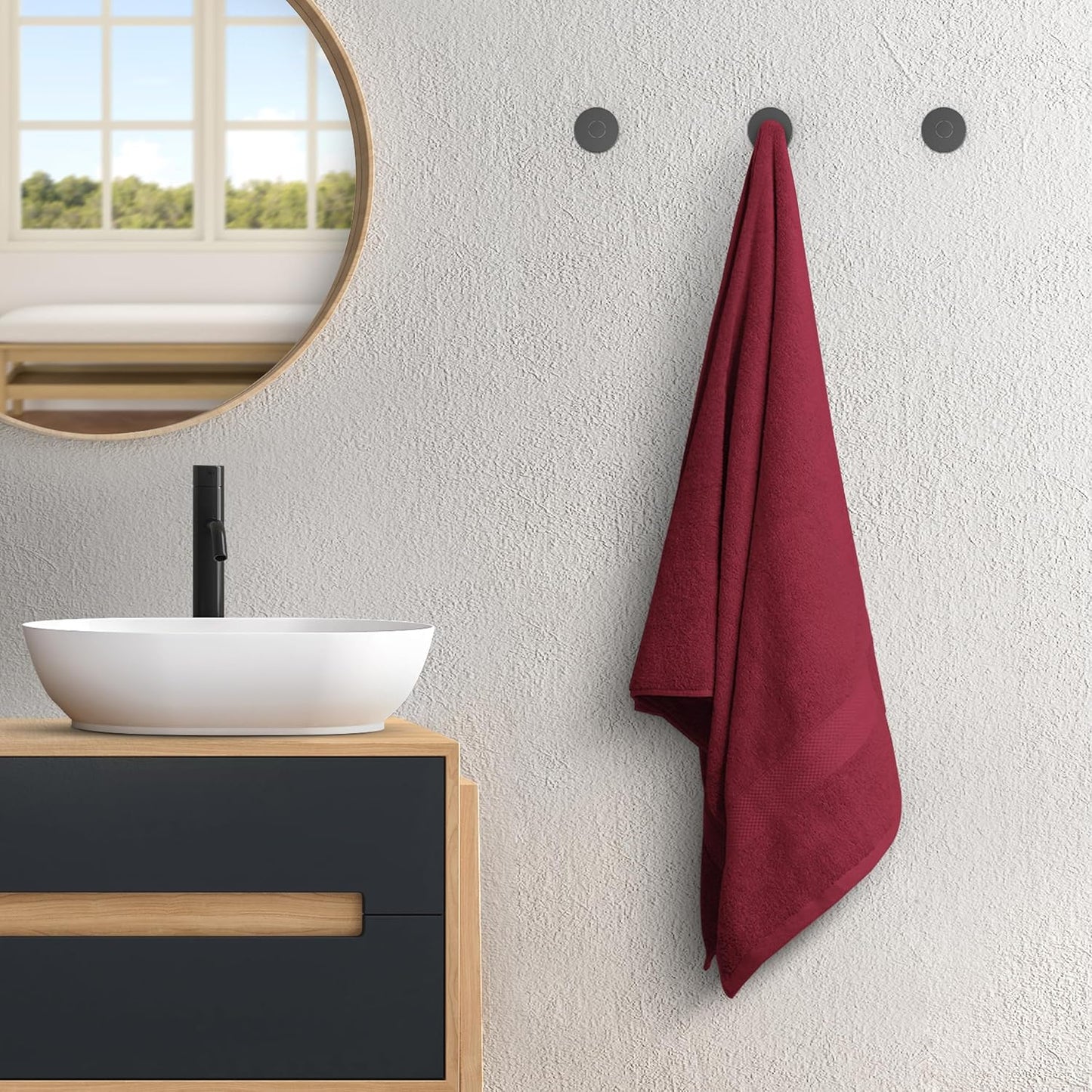 Avalon Towels Red Bath Towels Set of 4 pcs (27x54 inches), 100% Cotton Towel Absorbent and Quick Dry Red Towel for Bathroom, Super Soft and Perfect for Daily Use