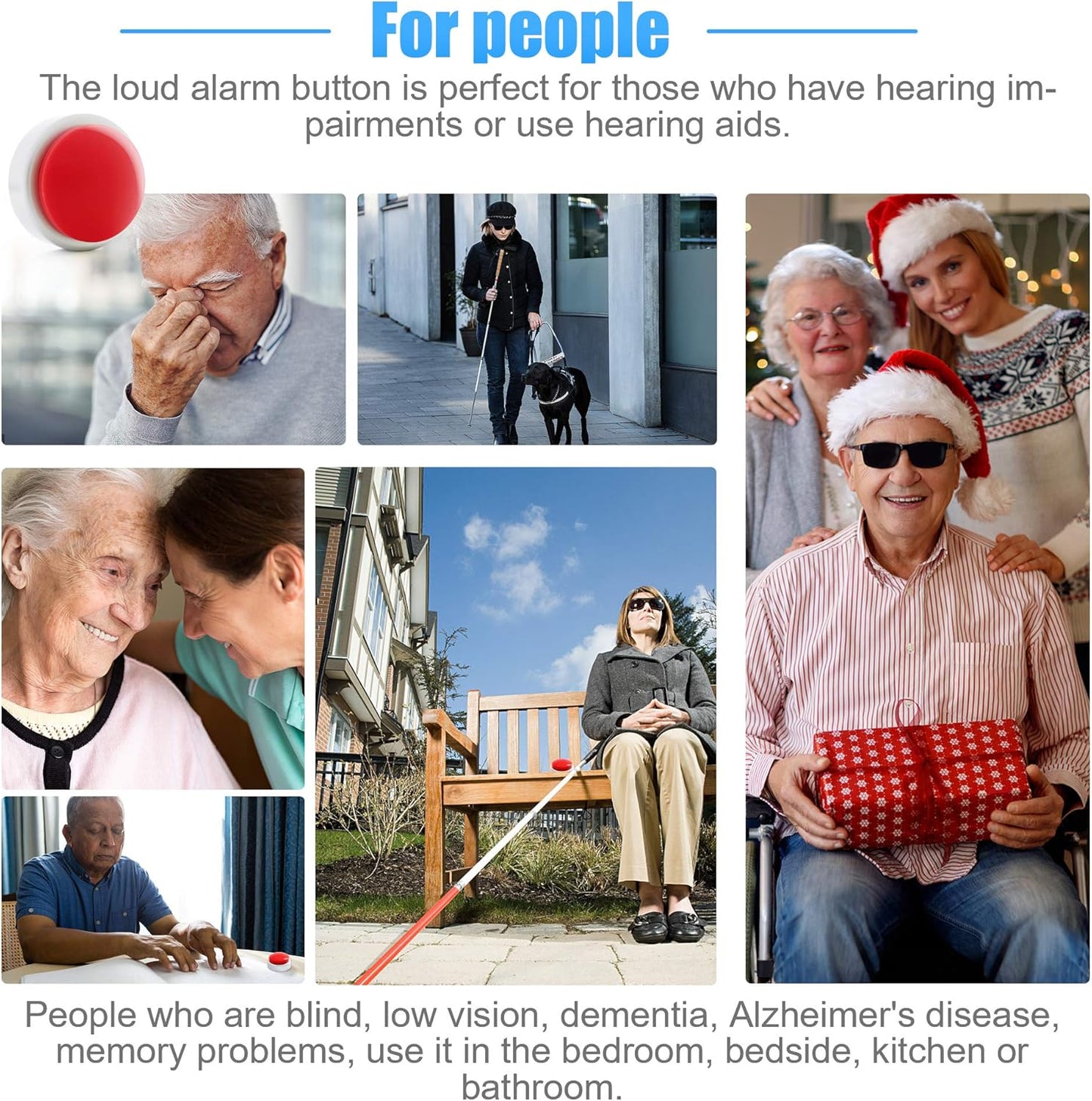 Large Talking Button Clock, Talking Alarm Clock with Volume Control Telling Time and Day of The Week Alarm Gift Clock for Mother Father Seniors Elderly Blind People - (Red and Silver)