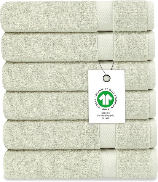 Delara Organic Cotton Luxuriously Plush Washcloths Pack of 6 | GOTS & Oeko-TEX Certified | Premium Quality Face Towels | Feather Touch Technology|650 GSM Long Staple|Soft, Quick Dry & Ultra-Absorbent