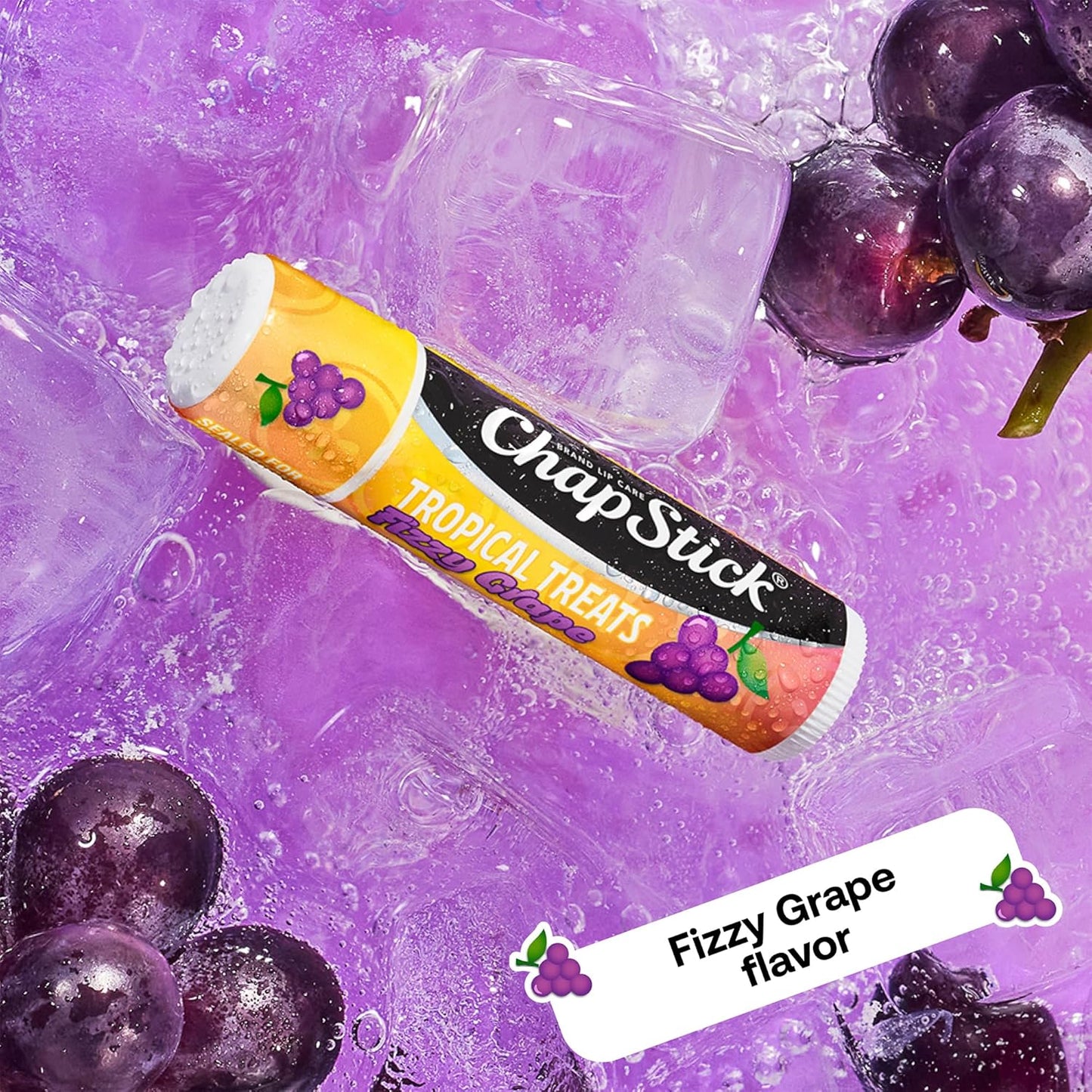 ChapStick Lip Care, Tropical Treats Collection (36 Sticks) – Electric Tangerine, Fizzy Grape & Zingy Watermelon, Bulk Lip Balm, 0.15 Oz Ea