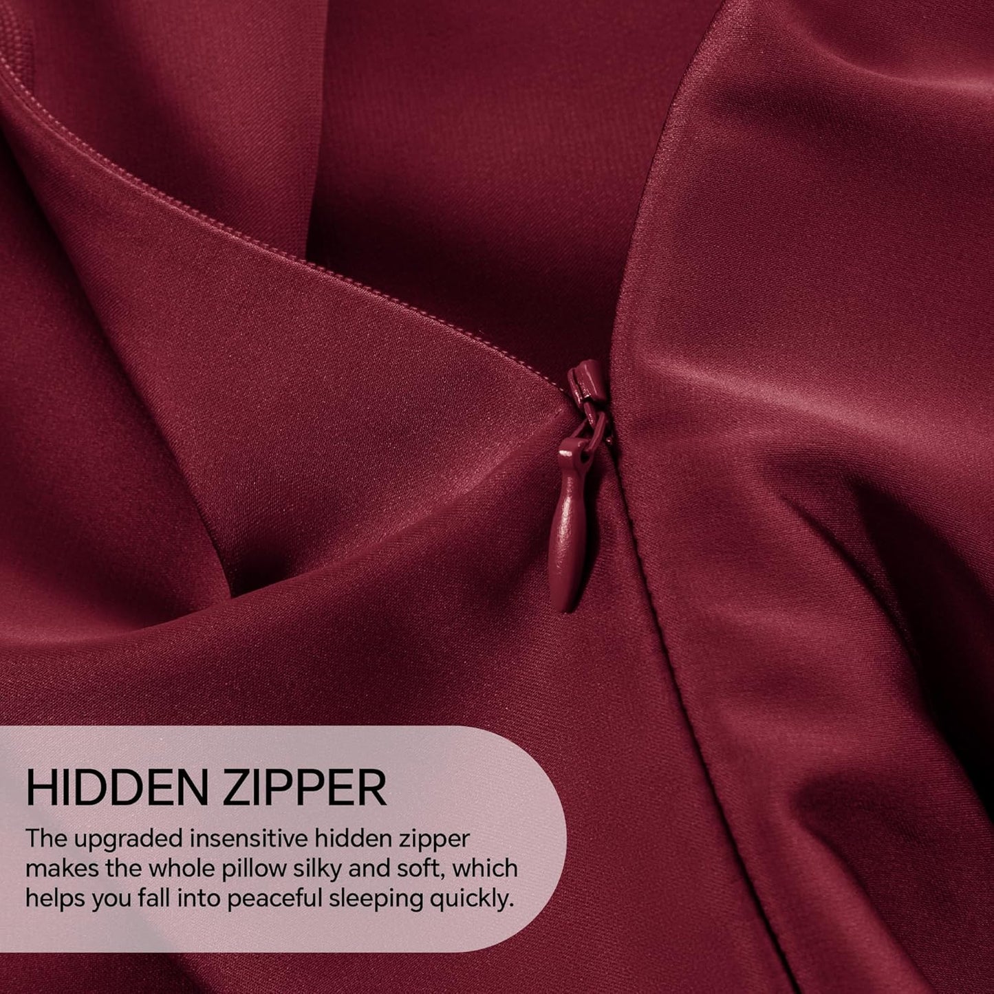 INFIIXSO Mulberry Silk Pillowcase for Hair and Skin, Silk Pillow Cases Queen Size with Hidden Zipper 20x30 Inches, Super Smooth and Soft Cooling Pillow Cases for Hot Sleepers(Burgundy, 1 Pack)
