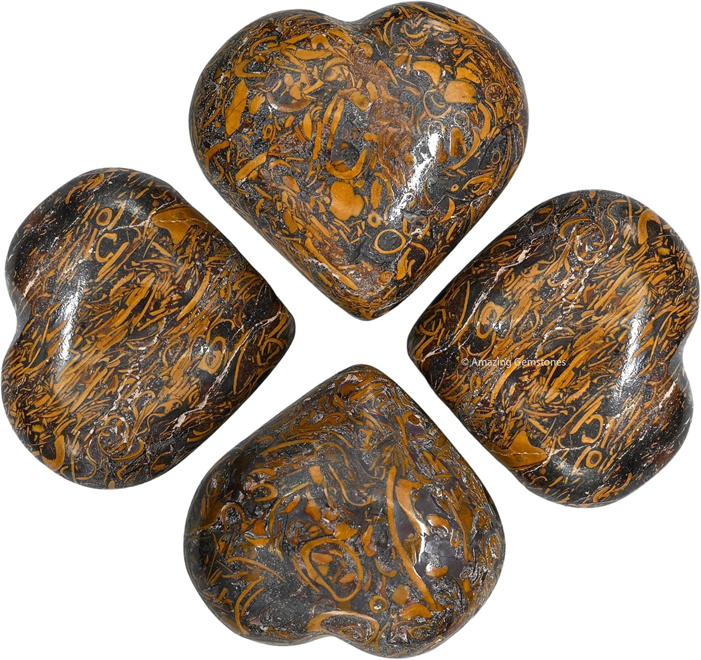 Mariyam Jasper Crystal Heart Palm Stone - Pocket Massage Worry Stone for Natural Body Chakra Balancing, Reiki Healing and Crystal Grid