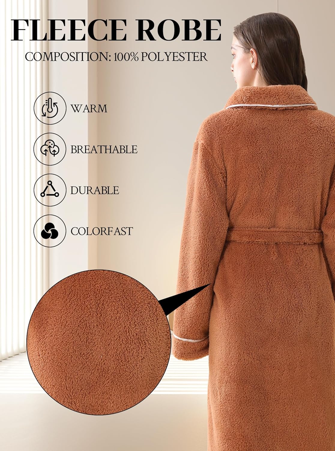 Hellomamma Long Bath Robe for Womens Plush Soft Fleece Bathrobes Nightgown Ladies Pajamas Sleepwear Housecoat