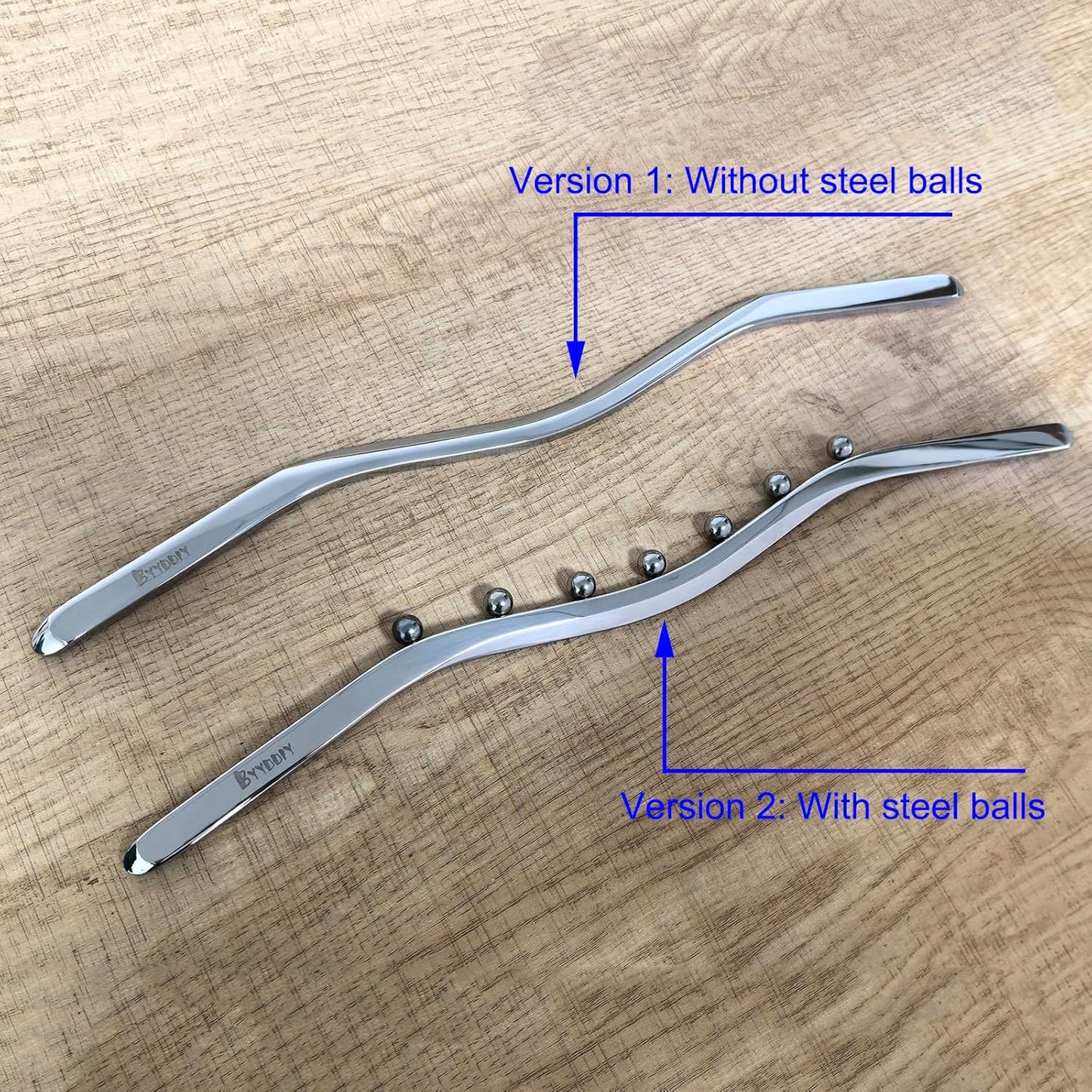 BYYDDIY Steel Muscle Scraper Stick with Steel Balls for Lymphatic Drainage,Body Massage, Release Myofascial Trigger Points Reduce Muscle Soreness Tightness Leg Cramps for Physical Therapy (Mz)