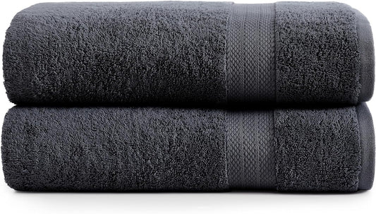 LANE LINEN 100% Cotton Bath Sheets Set of 2 (35"x66") - Ring Spun Cotton Extra Large Bath Towels Sets - Quick Dry, Soft & Absorbent Oversized Towel Sets- Pre Shrunk, Fade Resistant - Black Towels