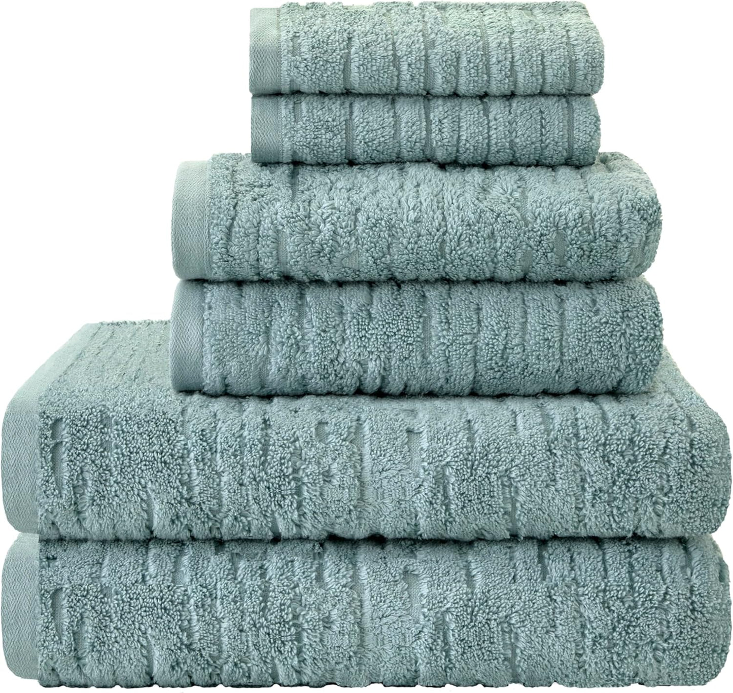 SKL Home CloudSoft Cotton Luxury 6 Pc Towel Set for Bath & Gift, Teal