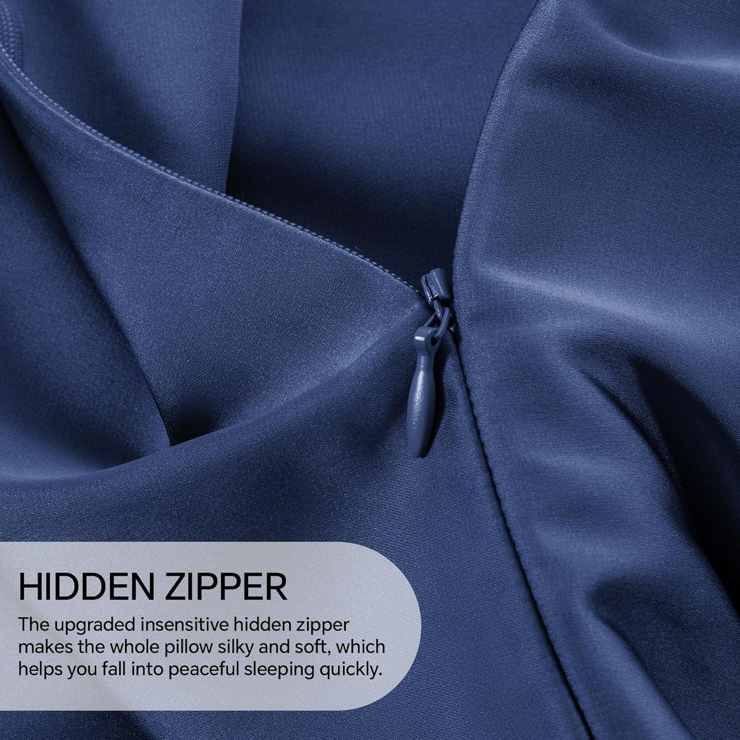 INFIIXSO Mulberry Silk Pillowcase for Hair and Skin, Silk Pillow Cases Standard Size with Hidden Zipper 20x26 Inches, Extraordinary Smooth and Soft Cooling Pillow Cases for Hot Sleepers(Navy, 1 Pack)