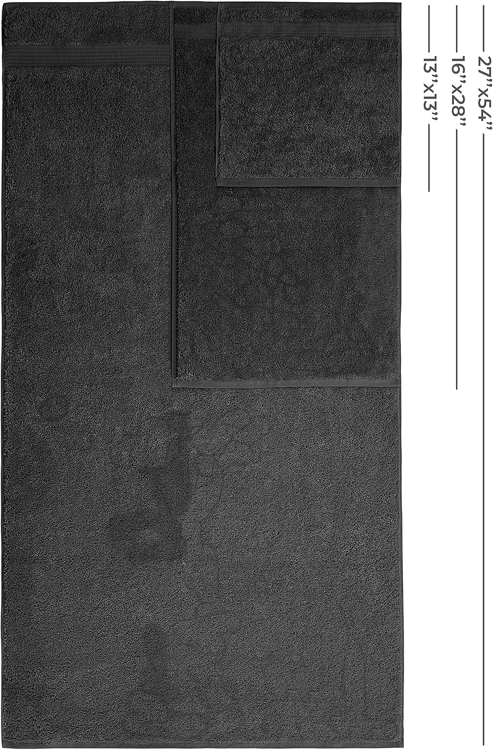 American Veteran Towel, 100% Cotton Turkish 6 Piece Towel Set, Luxury Towels Set of 6 for Bathroom Essentials, 2 Bath Towels 2 Hand Towels 2 Washcloths, Black