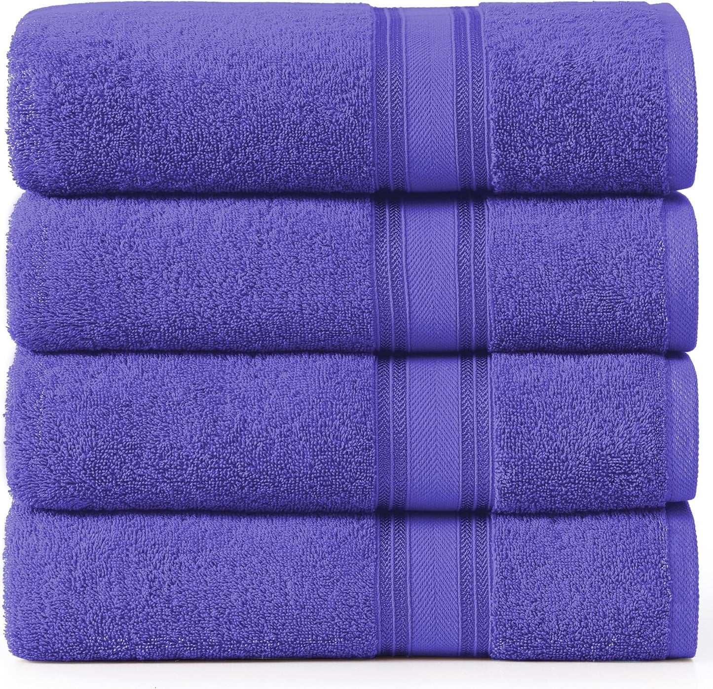 LANE LINEN 100% Cotton 4 Pack Bath Towels Set (30"x60") - Zero Twist, Large Cotton Towels for Bathroom - Quick Dry, Soft & Absorbent Bath Towel Set - Remains Fluffy After Multiple Washes - Blue Irish