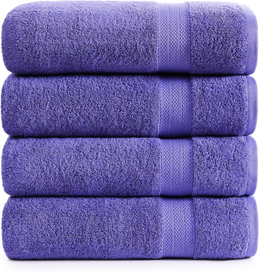 LANE LINEN 100% Cotton 4 Pack Bath Sheets (35"x66") - Ring Spun, Extra Large Cotton Bath Towels Set - Quick Dry, Soft & Absorbent Oversized Towel Set - Remains Soft After Multiple Washes - Blue Irish