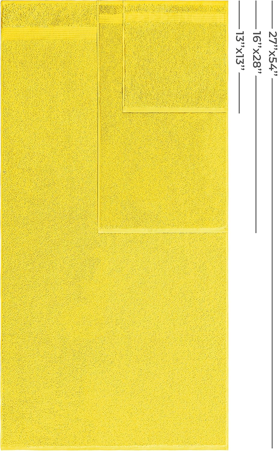 American Veteran Towel, 100% Cotton Turkish 6 Piece Towel Set, Luxury Towels Set of 6 for Bathroom Essentials, 2 Bath Towels 2 Hand Towels 2 Washcloths, Yellow