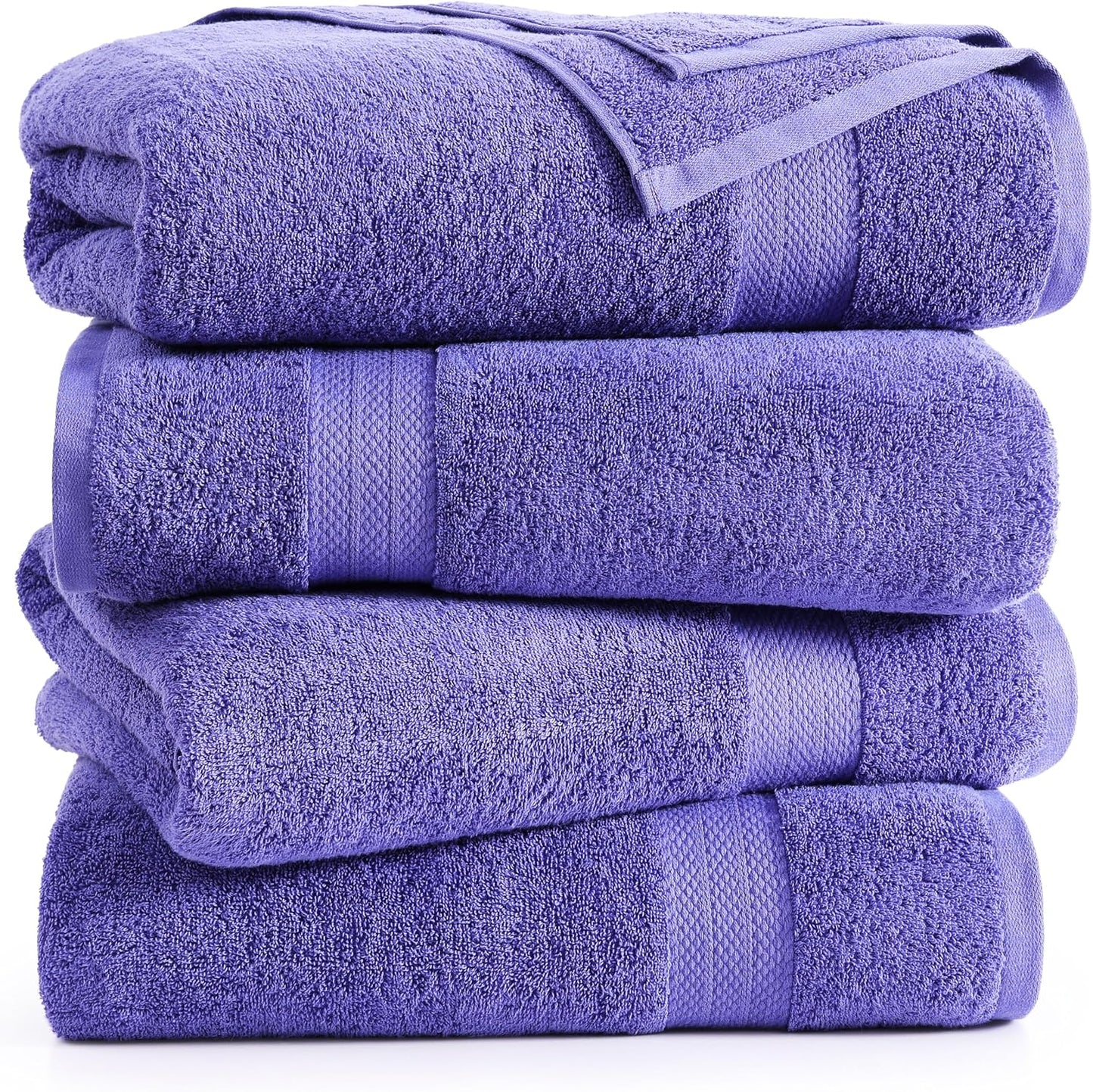 LANE LINEN 100% Cotton 4 Pack Bath Sheets (35"x66") - Ring Spun, Extra Large Cotton Bath Towels Set - Quick Dry, Soft & Absorbent Oversized Towel Set - Remains Soft After Multiple Washes - Blue Irish