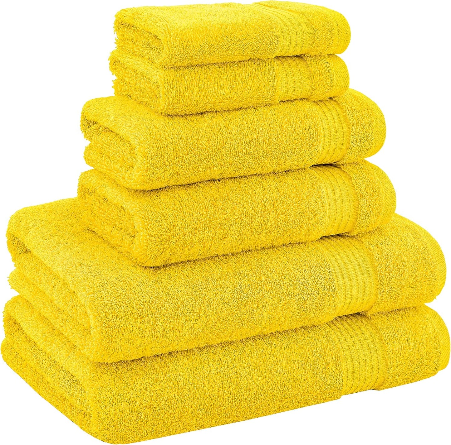American Veteran Towel, 100% Cotton Turkish 6 Piece Towel Set, Luxury Towels Set of 6 for Bathroom Essentials, 2 Bath Towels 2 Hand Towels 2 Washcloths, Yellow