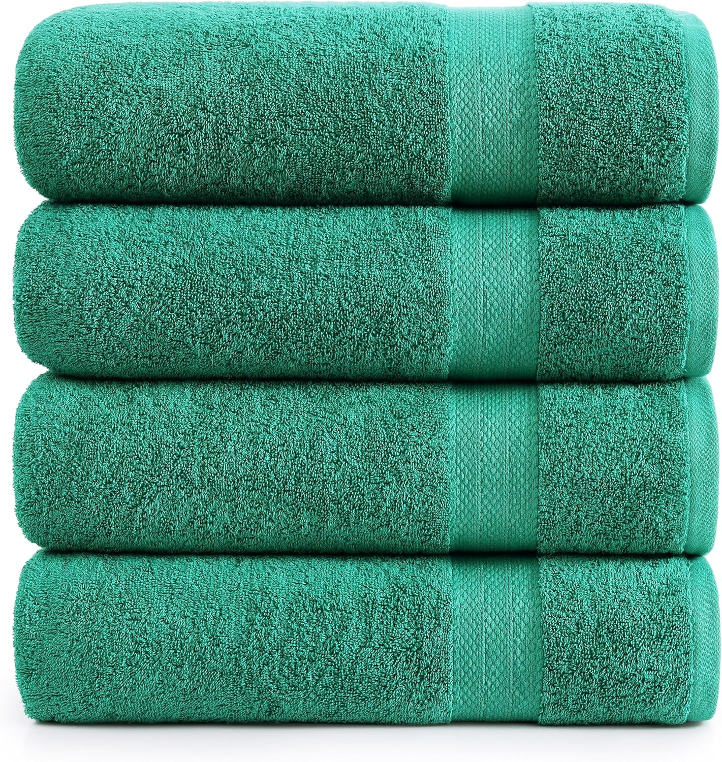 LANE LINEN 100% Cotton Bath Towels Pack of 4 (28"x54") - Ring Spun Mercerized Cotton Bathroom Towel Set - Quick Dry, Soft & Absorbent Large Bath Towels - Holds Well After Multiple Washes - Emerald