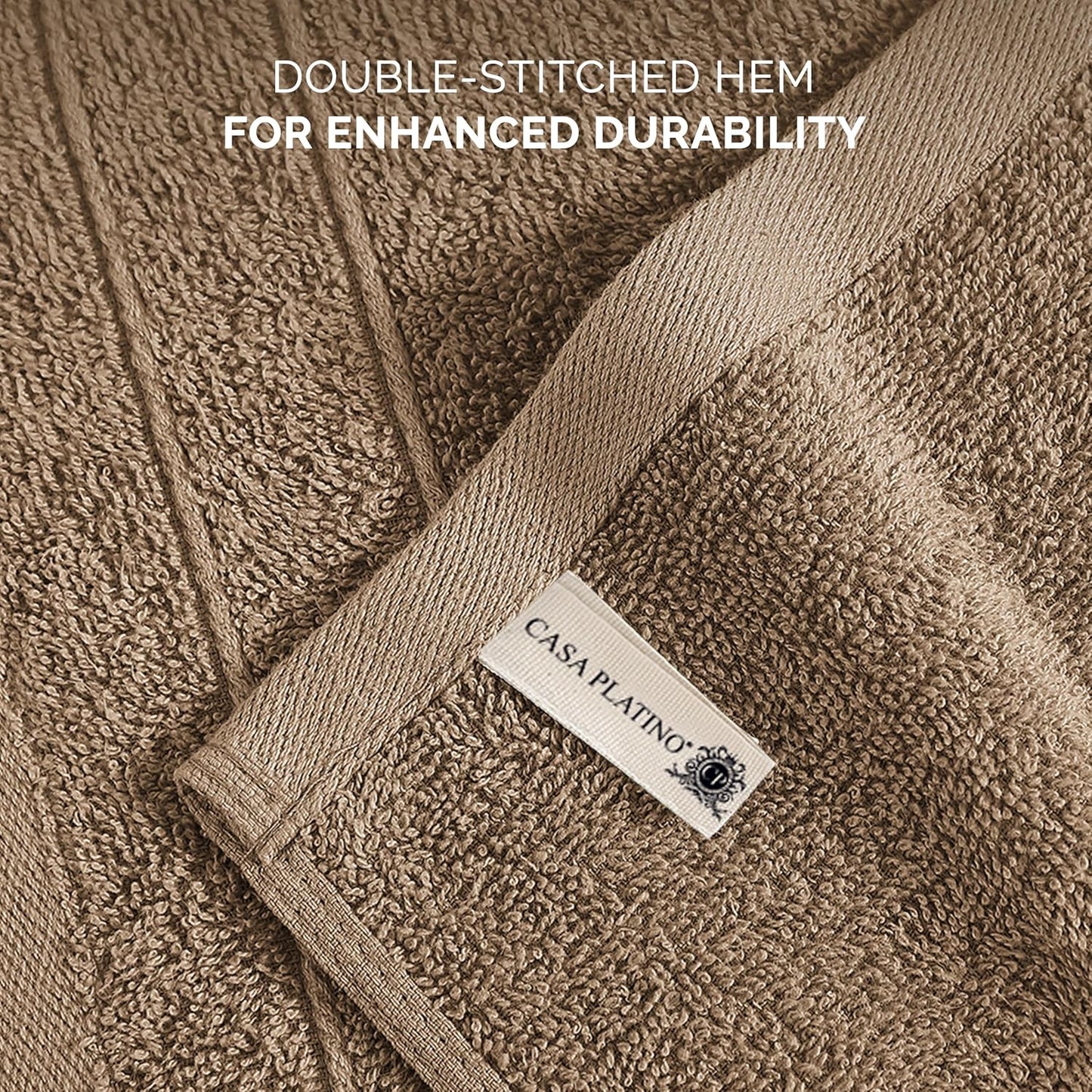 Casa Platino Washcloths 12 Pack - Spa & Salon Quality - 100% Ring Spun Mercerized Cotton Face Towels - Very Soft & Absorbent Wash Cloths for Body, Beauty, Home, Gym - Fingertip Towels - 13"x13", Taupe