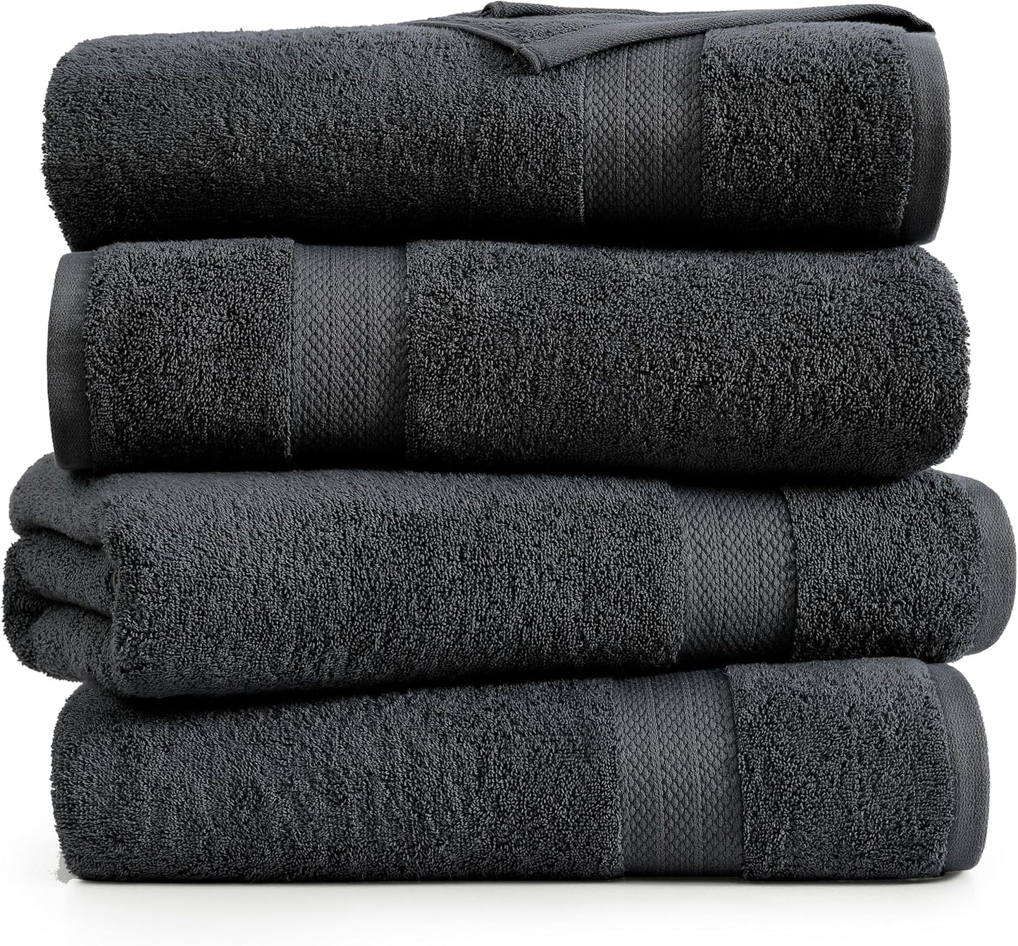 LANE LINEN 100% Cotton Bath Sheets Set of 4 (35"x66") - Ring Spun Cotton Extra Large Bath Towels Sets - Quick Dry, Soft & Absorbent Oversized Towel Set - Pre Shrunk, Fade Resistant - Black Towels