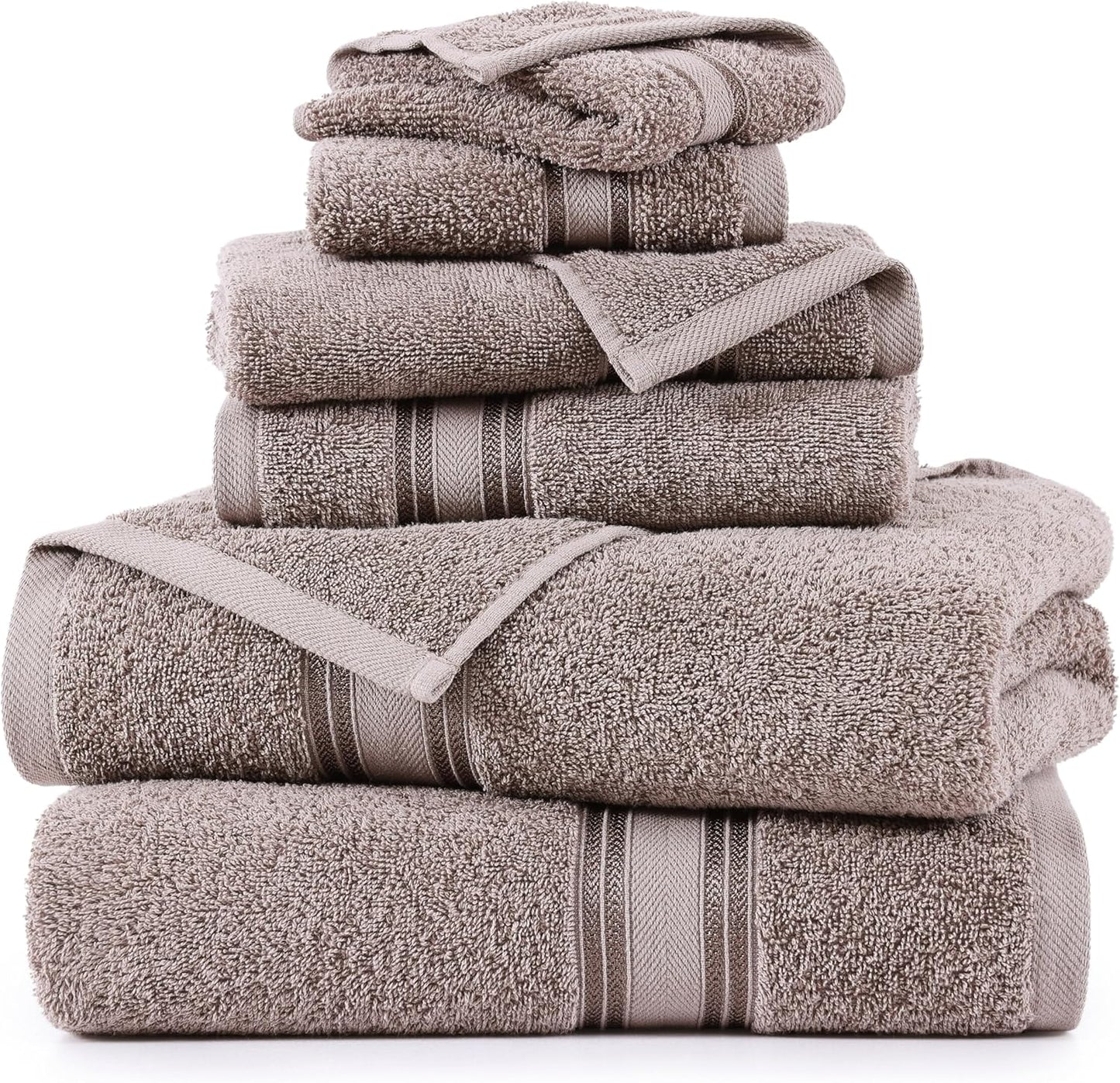 LANE LINEN Luxury Bath Towel Set - 6 Piece Set, 100% Cotton Bathroom Towel, Zero Twist, Shower Towel, Extra Absorbent, Super Soft, 2 Bath, 2 Hand, 2 Wash Cloths - Platinum