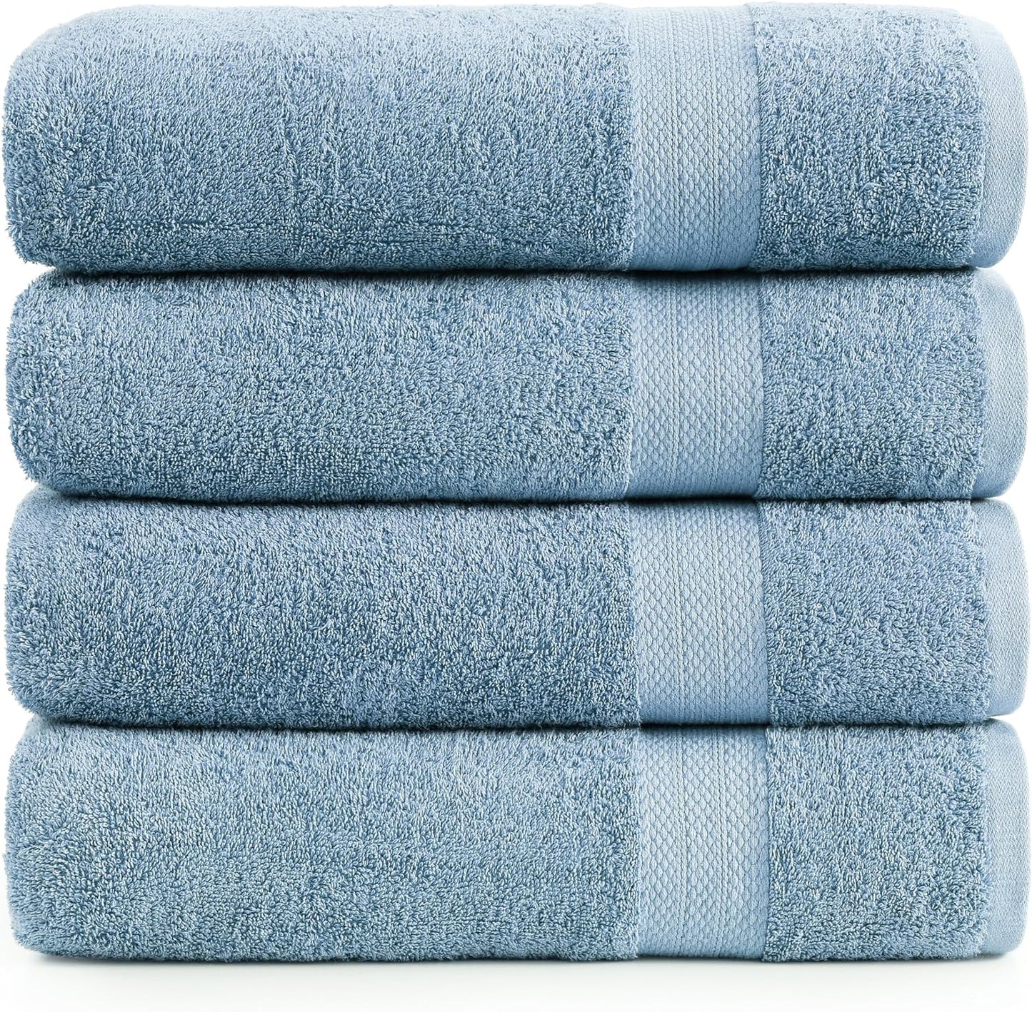LANE LINEN 100% Cotton 4 Pack Bath Sheets (35"x66") - Ring Spun Cotton Extra Large Bathroom Towels - Quick Dry, Soft & Absorbent Oversized Bath Towels - Machine Wash in Cold Water - Cerulean Blue