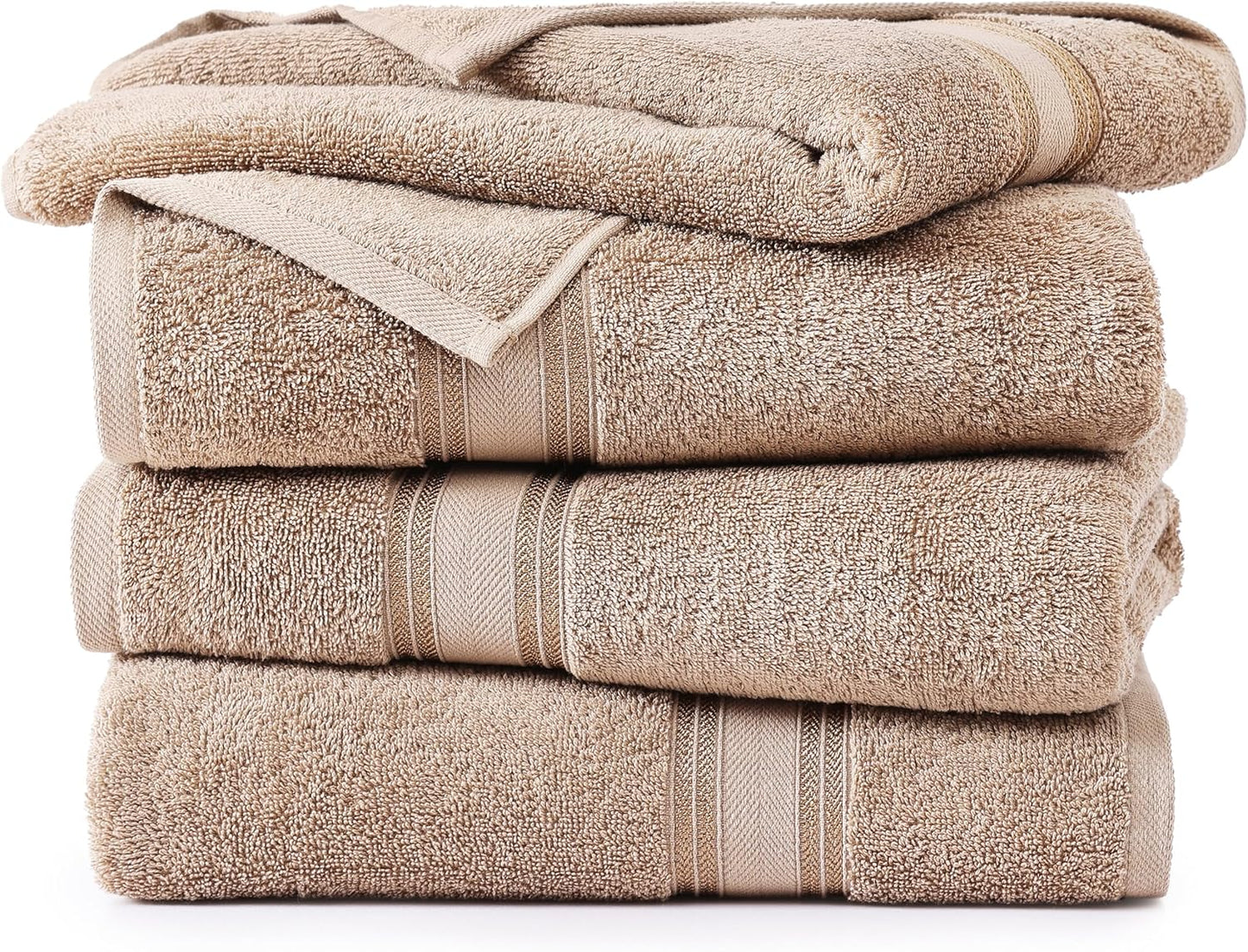 LANE LINEN 100% Cotton Bath Sheets Set of 4 (35"x66") - Zero Twist Cotton Extra Large Bath Towels Sets - Quick Dry, Highly Soft & Absorbent Oversized Luxury Towel Sets - Sustainabaly Produced - Taupe