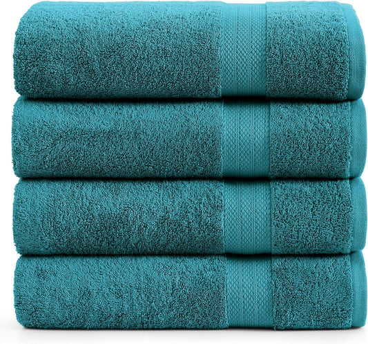 LANE LINEN 100% Ring Spun Cotton Bath Sheets (35"x66") - 4 Pcs - Extra Large Bath Towel Set - Quick Drying, Soft & Absorbent Oversized Bathroom Towels - Remain Soft After Multiple Washes - Sea Port