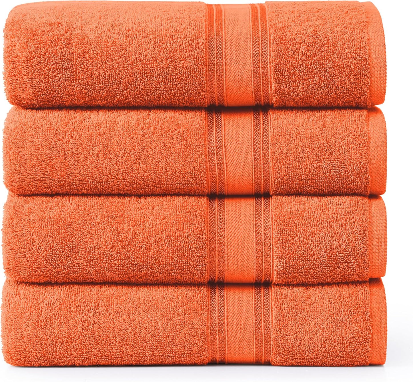 LANE LINEN Extra Large Bath Towels - Zero Twist 100% Cotton Bath Sheets, Large Towels for Bathroom, Quick Dry Bath Sheet Set, Super Soft Shower Towels, Absorbent Bathroom Towels Set of 4- Tiger Lily