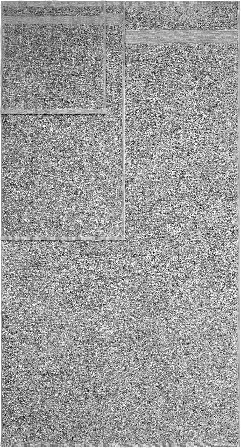 American Veteran Towel, 6 Piece Towel Set for Bathroom, 100% Cotton Turkish Bathroom Towels, 2 Bath Towels 2 Hand Towels 2 Washcloths, Cool Grey