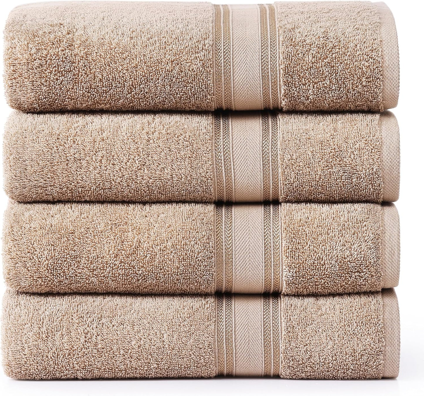 LANE LINEN 100% Cotton Bath Sheets Set of 4 (35"x66") - Zero Twist Cotton Extra Large Bath Towels Sets - Quick Dry, Highly Soft & Absorbent Oversized Luxury Towel Sets - Sustainabaly Produced - Taupe