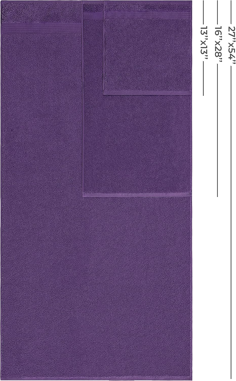 American Veteran Towel, 100% Cotton Turkish 6 Piece Towel Set, Luxury Towels Set of 6 for Bathroom Essentials, 2 Bath Towels 2 Hand Towels 2 Washcloths, Purple