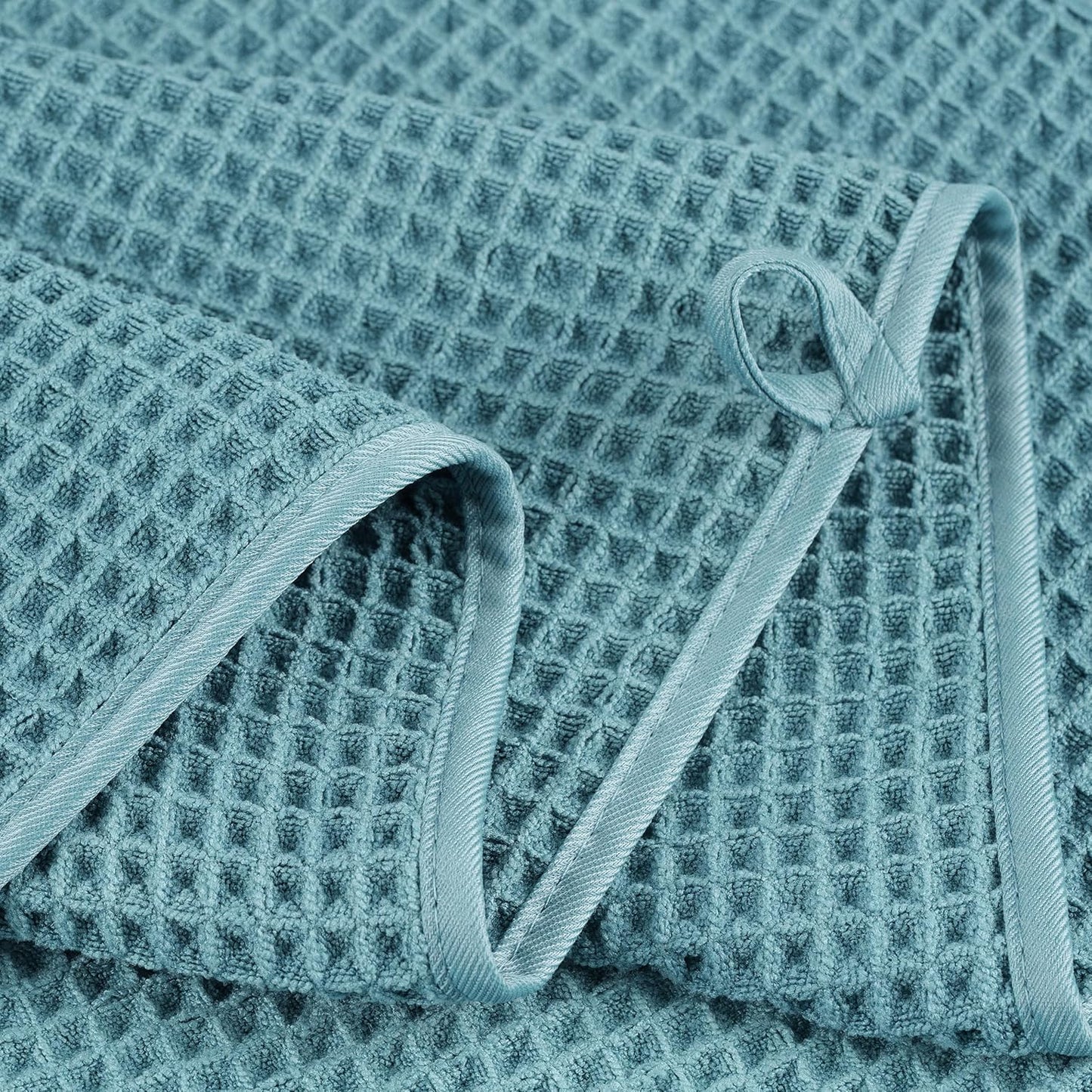 POLYTE Oversize, 60 x 30 in., Quick Dry Lint Free Microfiber Bath Towel Set, 6 Piece (Waffle Weave)