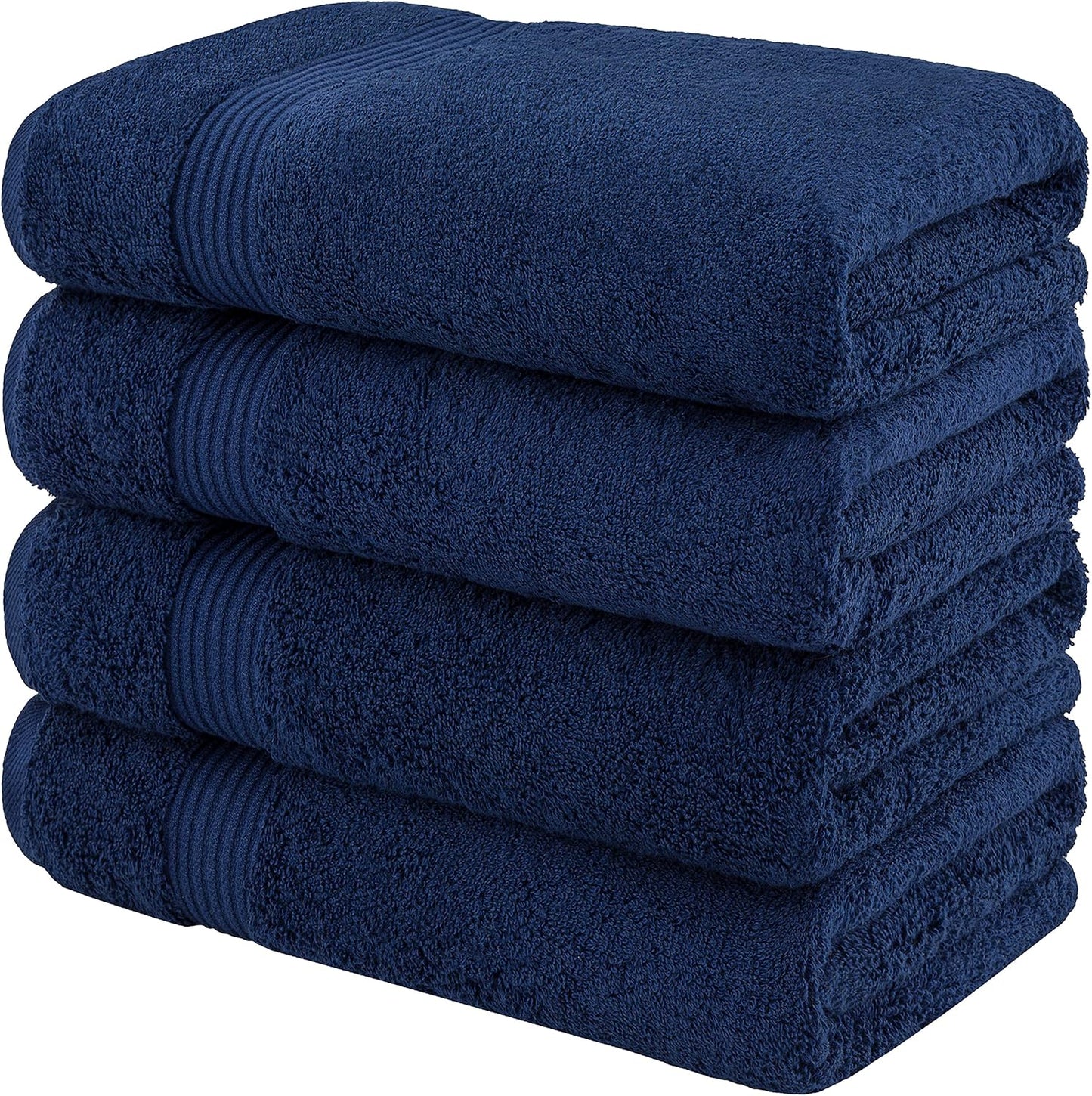 American Veteran Towel, 100% Cotton Turkish Bath Towels for Bathroom 4 Pack, 27x54 Extra Large Premium Soft Drying Bathroom Towels, Navy Blue