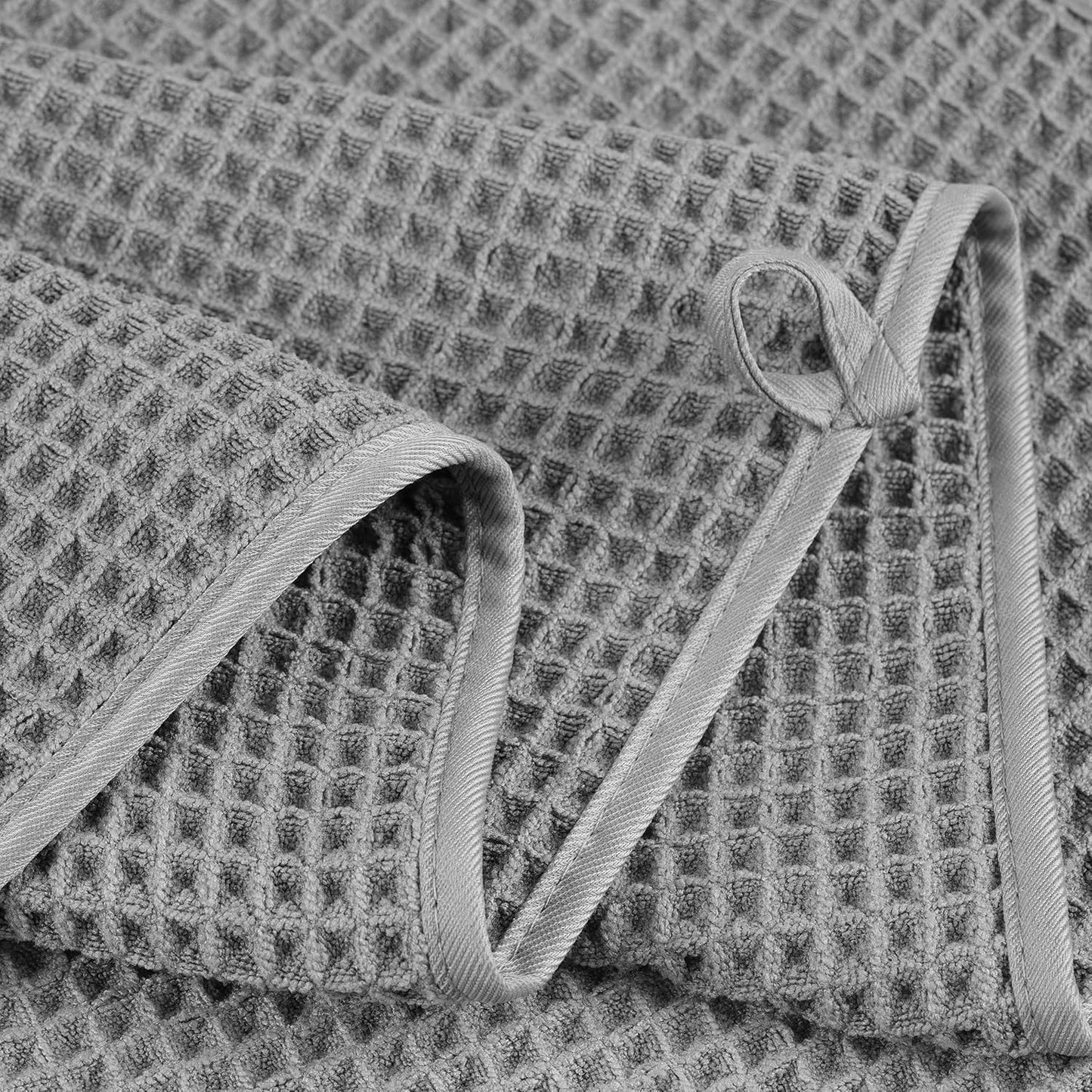 POLYTE Oversize, 60 x 30 in., Quick Dry Lint Free Microfiber Bath Towel Set, 6 Piece (Waffle Weave)