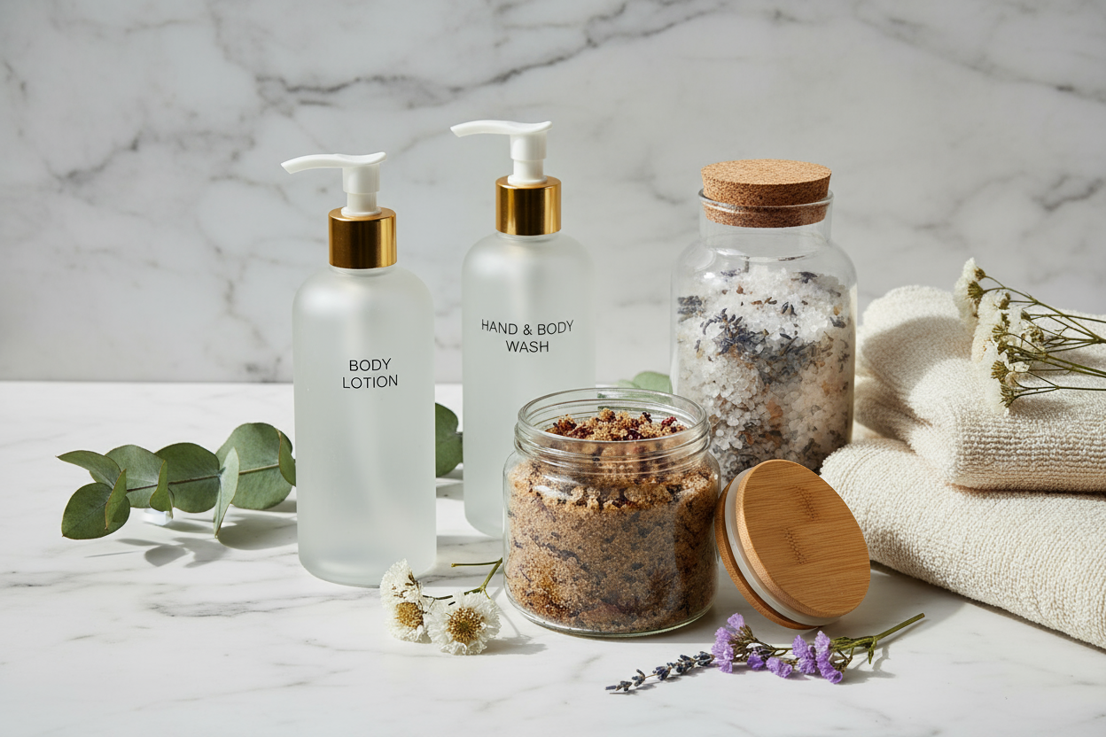 Lotions, scrubs, and bath essentials for everyday pampering (make it real photo)